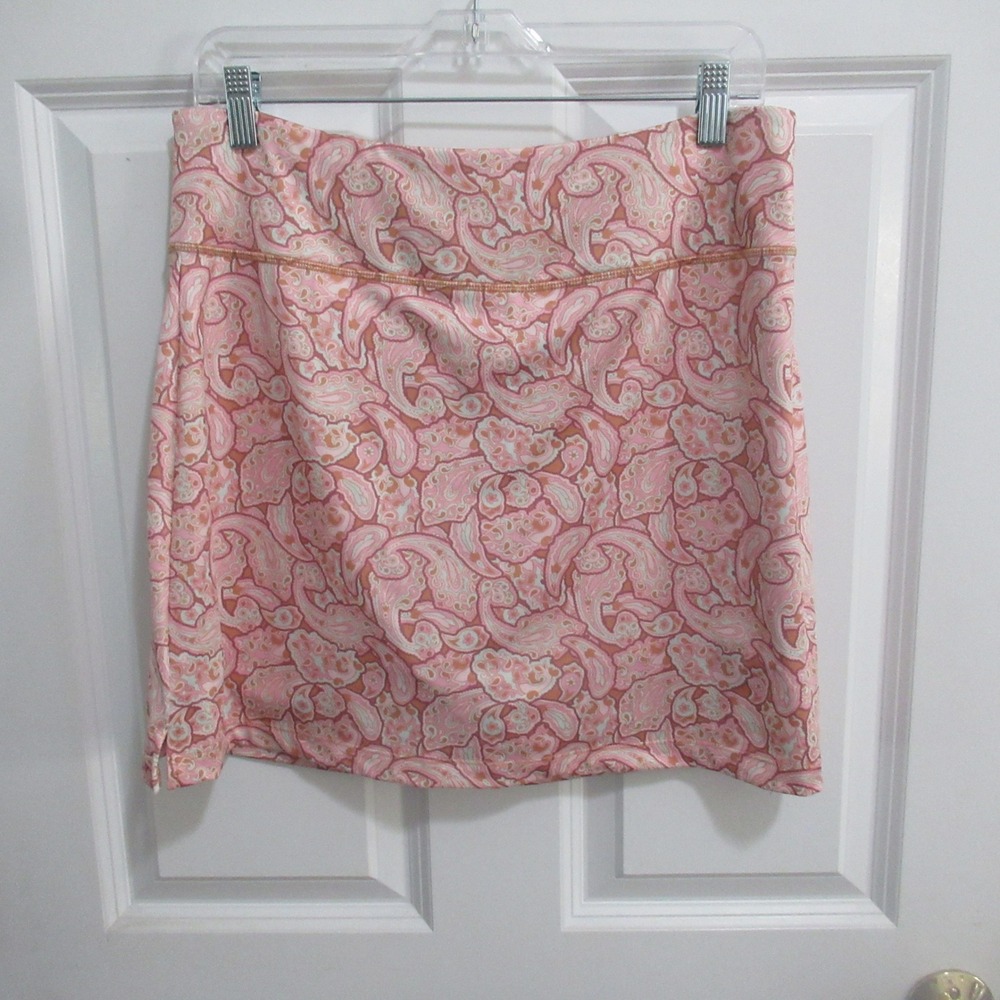 Kensie Active Skort Women Large Pink Paisley Athletic  Golf Tennis Skirt
